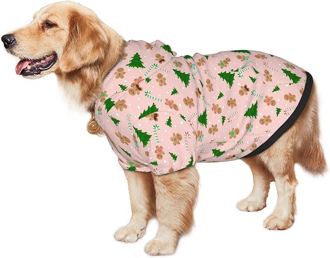Christmas Gingerbread Men Hoodie,Christmas Cosplay Dog Clothes with Pocket and Hat Winter Clothes Sweaters X-Small