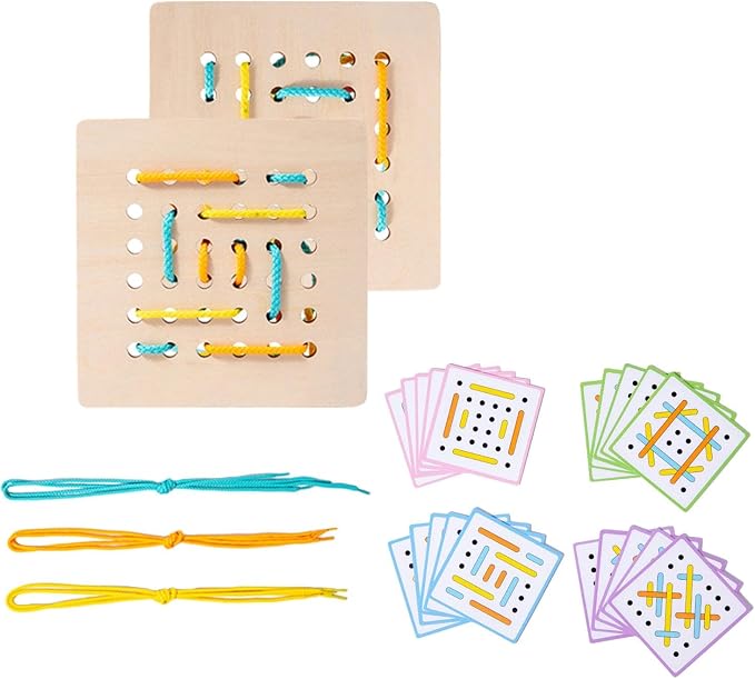 Wooden Threading Toy Kids Valentines Day Gifts Wooden Lacing Cards for