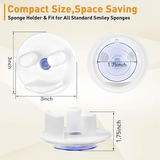 LveSunny 2PCS Sponge Holder for Kitchen Sink, Sink Caddy for Scrub Sponges, Self-Draining Suction Sponge Holder, Bathroom Kitchen Sink Organizer for Holding Smiley Sponges