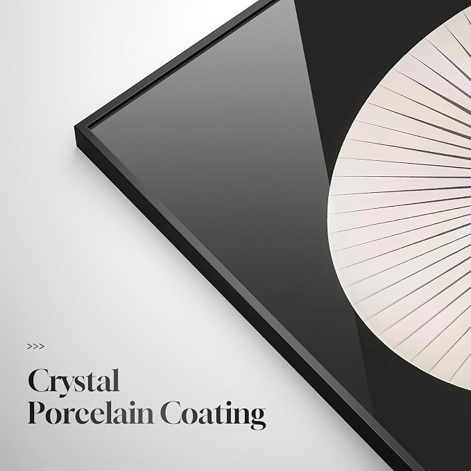 Framed Modern Black and White Abstract Wall Art, Large Contemporary Elegant