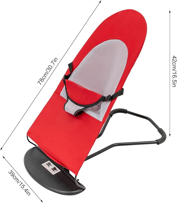 Pet Rocking Chair for Small Dogs & Cats, Portable Foldable Pet Rocker with 3-Level Height Adjustment & 33lbs Capacity, Washable Breathable Indoor/Outdoor Fur Baby Bouncer Bed (Red)
