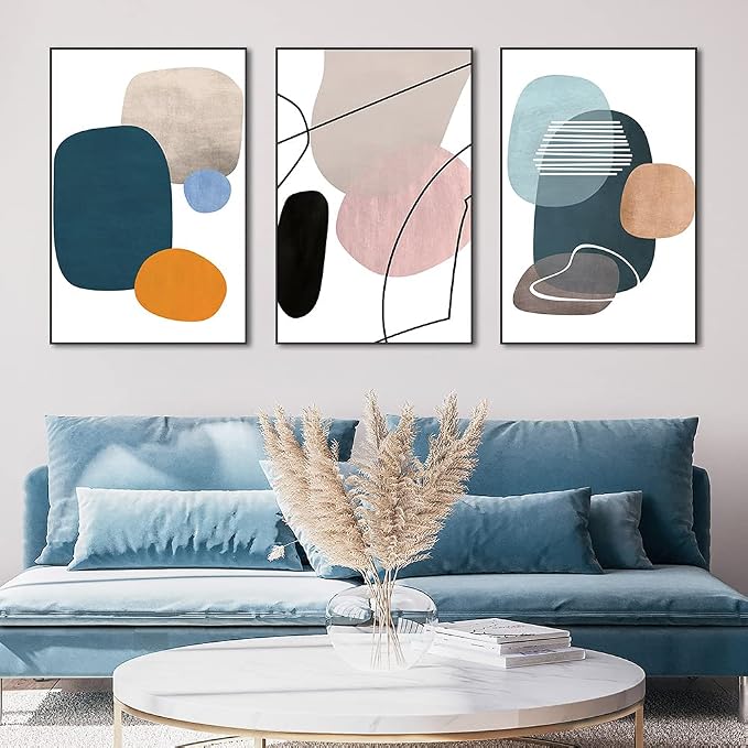 MPLONG Aesthetic Wall Art Large size 24" x 32" x 3 Panels Of Framed Decorative