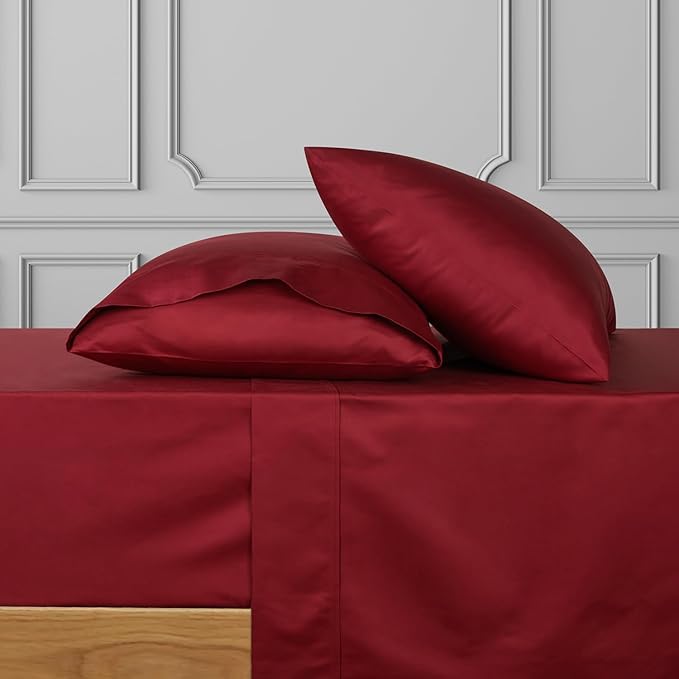 URBANHUT 700 Thread Count Egyptian Cotton California King Sheets, 4Pc Sheet Set Soft Luxury Bed Sheets for Cal King Size Bed, Sateen Weave Hotel Sheets, 16'' Elasticized Deep Pocket - Burgundy