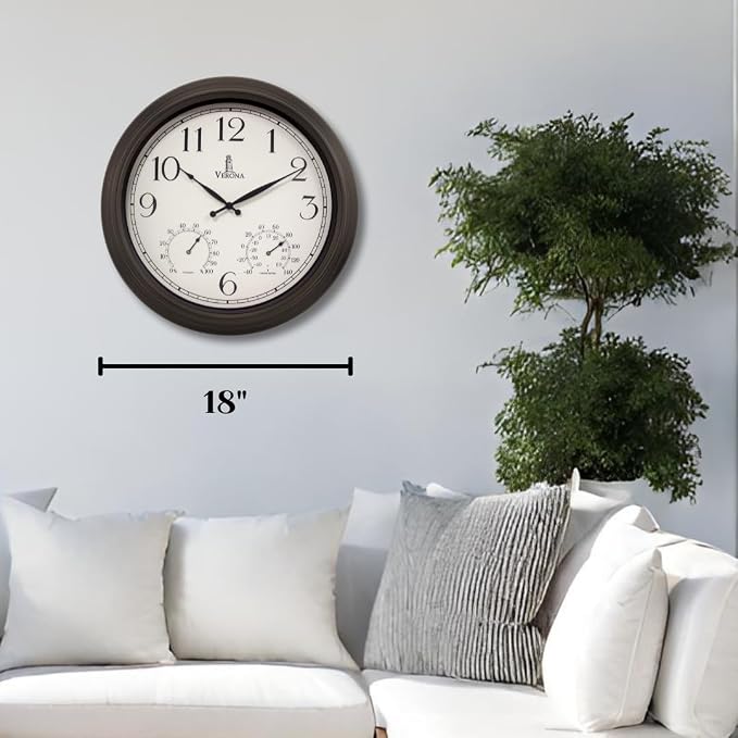 18 inch Outdoor Clocks for Patio Large Waterproof