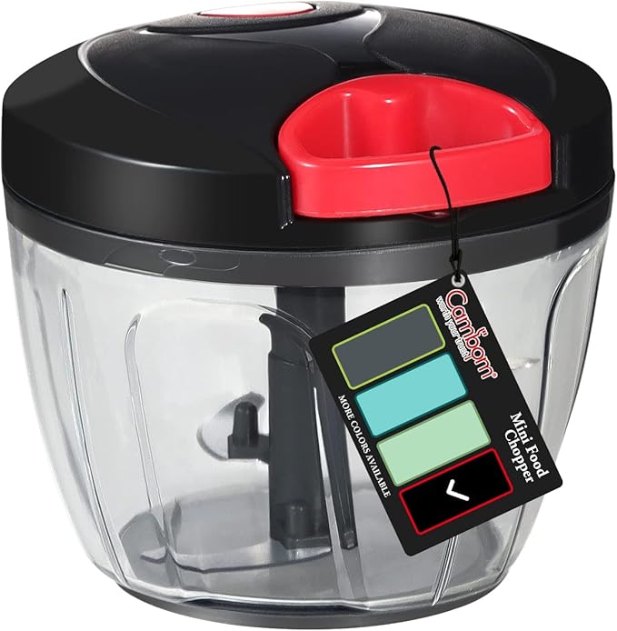 Cambom Manual Food Chopper Vegetable Cutter, Hand String Vegetable Chopper Onions Cutter for Vegetable Fruits Nuts BPA Free Food Safe Material, 650ml Black