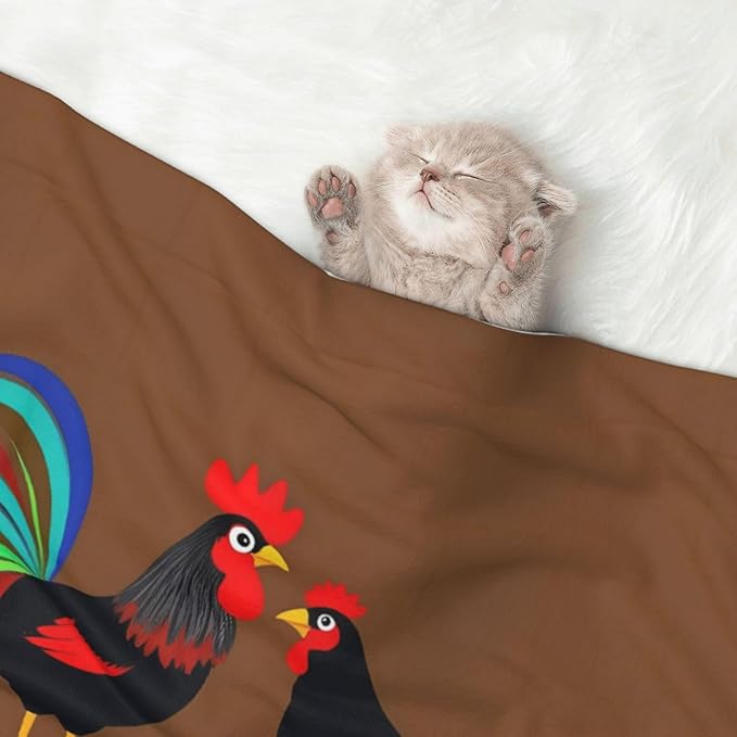 Chicken Farm Animal Print Soft Plush Pet Blanket, Washable Dog Blanket, Cat Fleece Throw, Puppy Bed Crate Mat & Sofa Couch Protector - Large