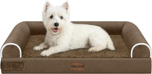 Medium Dog Bed Orthopedic Washable: Beds Bolster Medium Sized Dogs Bed Egg Crate Foam Couch Sofa Waterproof with Removable Cover - Dark Coffee