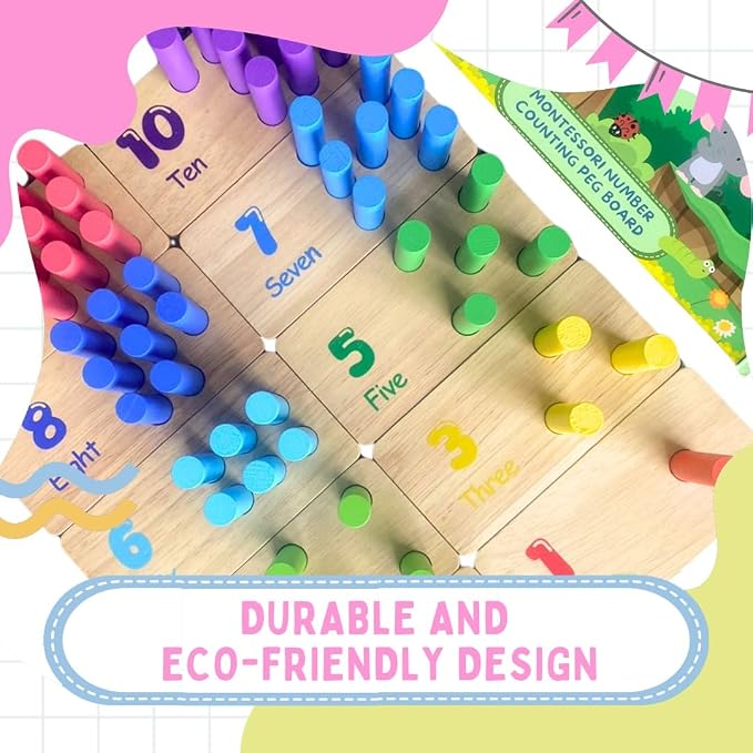 Counting Peg Board Montessori | Math Manipulatives for Preschoolers | Learning & Education Toys for Toddlers