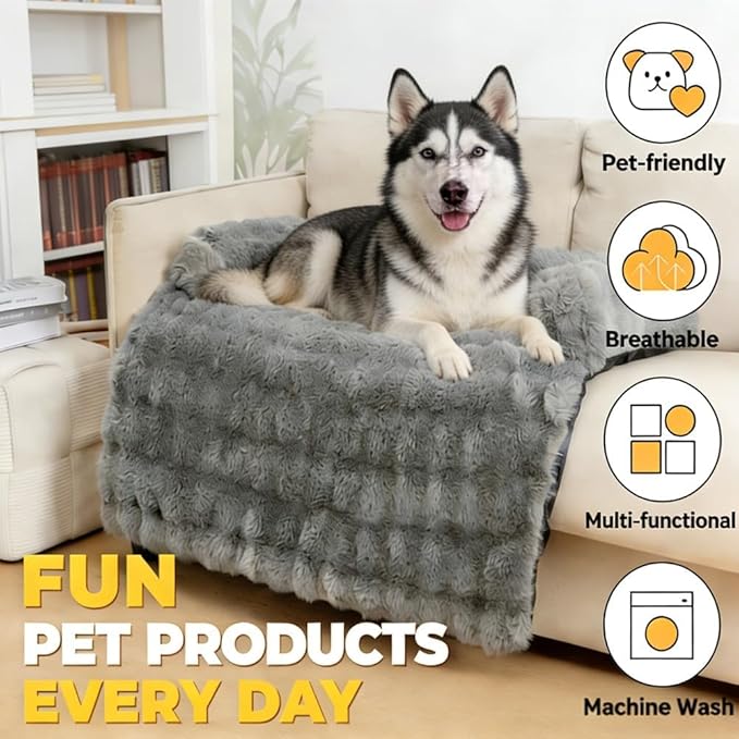 Dream Cloud Pet Sofa Bed for Dogs Cats, 2026 Washable Removable Calming Fluffy Plush Mat for Furniture Protector, Long Fur Non-Slip, for Small/Medium/Large Home Pets (Khaki, XL: 47.2 * 37.4IN)