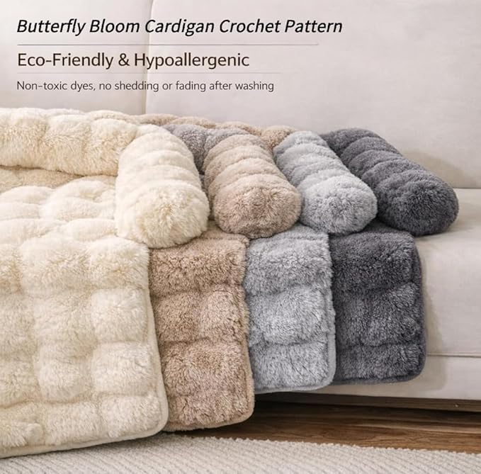 Dream Cloud Pet Sofa Bed, Washable Non-Slip Fluffy Plush Dog Mat for Furniture Protector Mat for Sofa Car & Floor for Small Medium Dogs & Cats (Dark Gray)