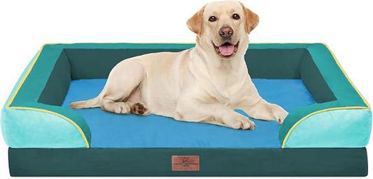 Comfort Expression Orthopedic Dog Bed for Extra Large Dogs 42x30 Inch, Waterproof Egg Crate Foam XL Pet Bed with Removable Bolsters, Dog Couch with Washable Cover & Non-Slip Bottom, Seattle