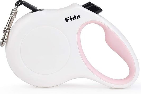 Fida Retractable Dog Leash X-Small Breed, 10 ft Durable Pet Walking Leash for Extra Small Dogs/Cats/Small Animals up to 18 lbs, 360° Tangle Free, White