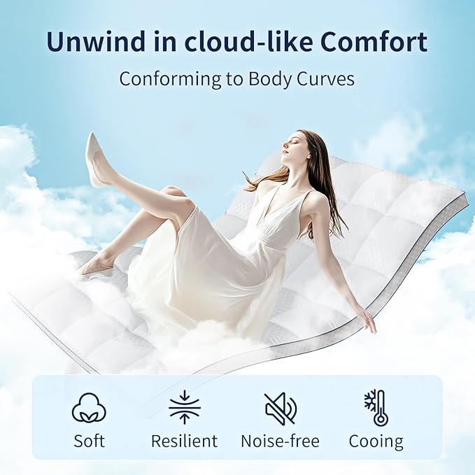 Twin Mattress Topper for Back Pain, Extra Thick Pillowtop, Cooling and Plush Mattress Pad Cover Bed Topper Protector with 8-21 Inch Deep Pocket