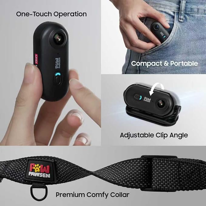 4K UHD Dog& Cat Pet Camera Collar, Video Recorder with Phone App View, Outdoor & Indoor POV Action Cam for Cat & Dogs Black - 2 Adjustable Black Collars (XS 8-12 in, M 14-20 in), 128g