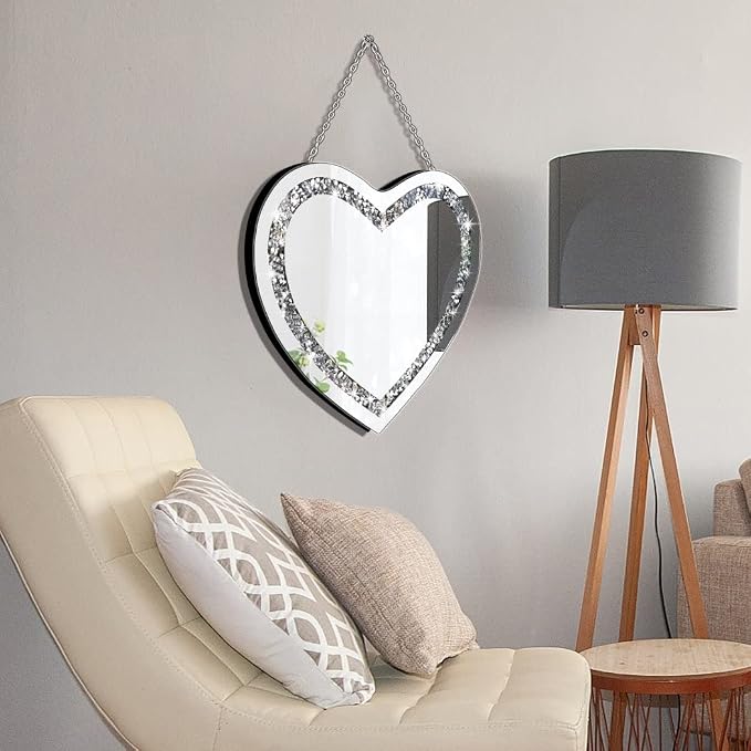 DMDFIRST Crystal Crush Diamond Heart Shaped Silver Mirror
