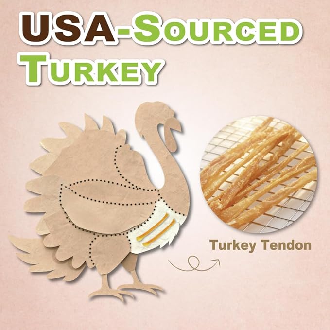 A Freschi srl Turkey Tendons for Dogs, USA-Sourced, Healthy Dog Treats, Rawhide-Free Puppy Chews, Long Lasting, All Natural, Hypoallergenic Dog Treats for Large Breeds, 1 Count Pack Ring (L)