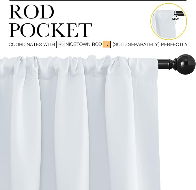 NICETOWN Greyish White Window Curtain Panels, RV Bunk Curtains, Thermal