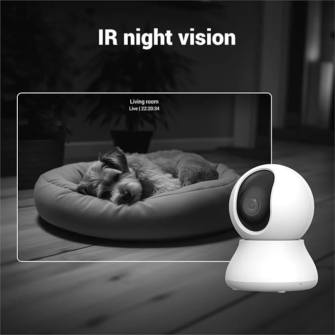 2.4G WiFi Indoor Camera 2K 3MP 360° PTZ Pet Dog IP CCTV Camera with Phone App 2-Way Talk Night Vision for Home Securi(USB)