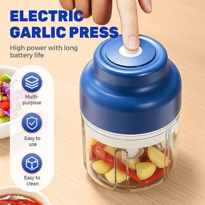 Electric Mini Garlic Chopper Set, 2026 New Small Garlic Chopper Mincer, USB Rechargeable, Wireless Veggie Grinder, Rapidly Garlic Minces Ginger Onion Chili Veggie (Green, 320ml)