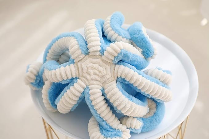 Fluffy Octopus Stuffed Animal Hugging Pillow Plush Toys Doll Blue,15.7Inch | Sweet Smile Face | 8 Springy Tentacles | No Loose Parts | Machine-wash | Safe Polyester Fill | Sturdy Stitched | Ideal Gift