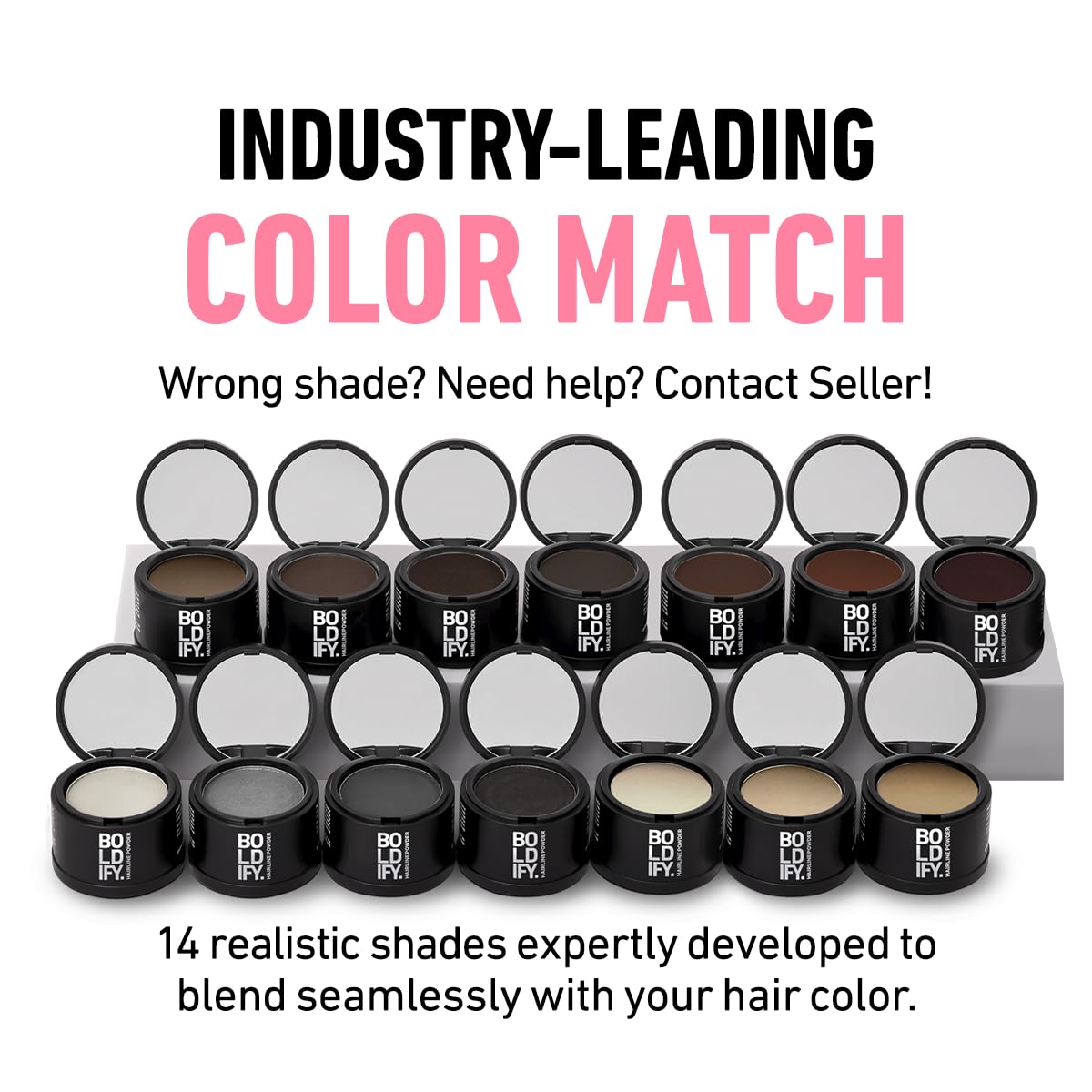 BOLDIFY Hairline Powder (LARGE, 10g) - Root Touch Up Hair Color for Gray Coverage - Bald Spot Concealing Hair Powder for Women & Men - 48-Hour Stain-Proof - Black