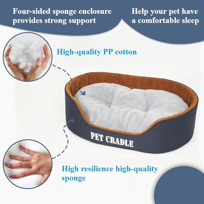 Dog Bed Orthopedic Dog Couch Bed, Waterproof Pet Bed with Removable Washable Mat & Non-Slip Bottom(Blue,27.56''X19.69')
