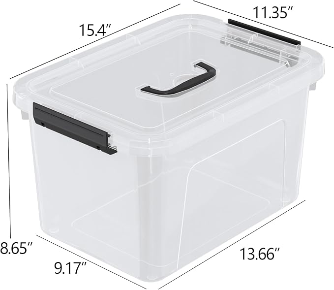 18 Quart Plastic Storage Bins with Lid, 4 Packs Clear Latching Storage Box