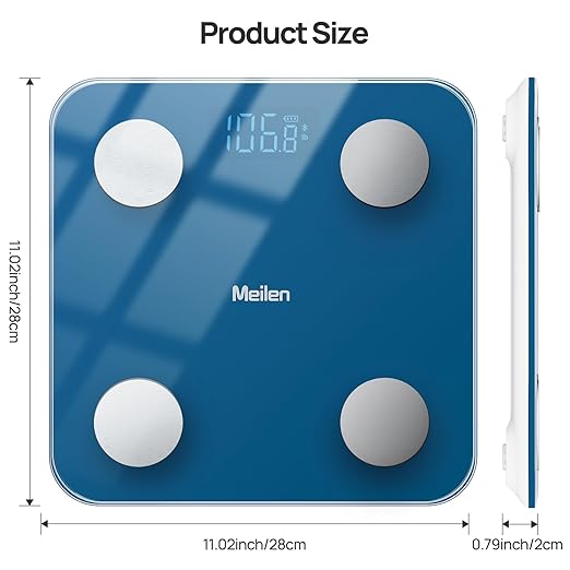 Scale for Body Weight, Smart Digital Bathroom Scale, 18 Body Composition Metrics Monitored, BMI, Muscle, Body Fat, LED HD Display Bluetooth Unit, 400 lbs, Battery Included, Blue