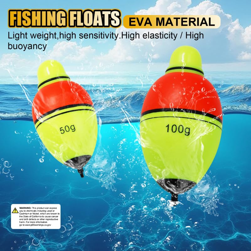 Light-Up EVA Slip Bobbers, Lighted Foam Bobbers Green & Red LED Lights Fishing Floats for Night Fishing with Cell Battery Included - color: RED-YELLOW 40G LED FLOAT-3PCS