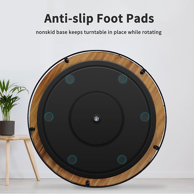 Lazy Susan Turntable Organizer for Cabinet Pantry Kitchen Countertop Refrigerator Cupboard, Pine Wood (Carbonized Black, 14“)