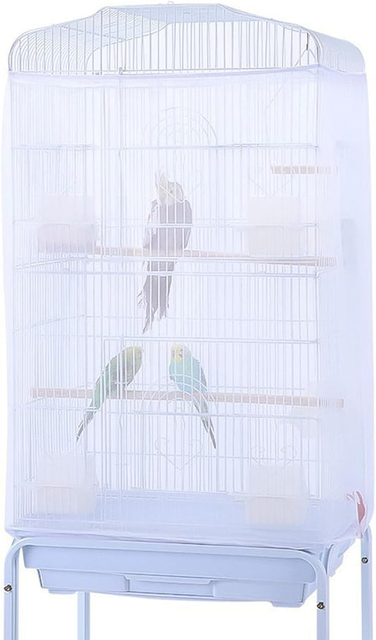 Birdcages Mesh Net Skirt Cover Reusable Stretchy Bird Cage Seed Catcher (31 x 67 inch)