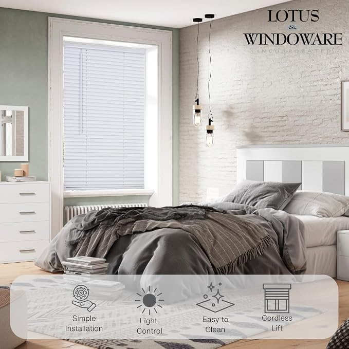 LOTUS & WINDOWARE Cordless Mini Blind, 30.5" Wide x 60" Long
