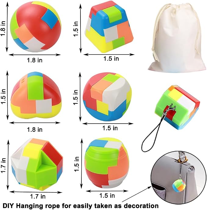 16 Pack Brain Teasers Puzzles for Kids & Adults, Brain Teasers Metal IQ Toys Puzzle Mind Game 3D Coil Cast Wire Unlock Interlock Magic Ball Puzzles for Teenagers