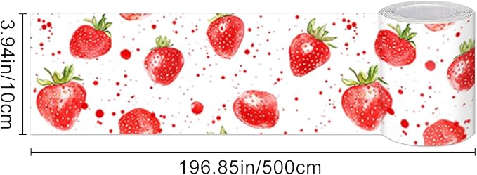 HOMETITUTE Wallpaper Border Peel and Stick Wall Border Strawberry Fruit Theme