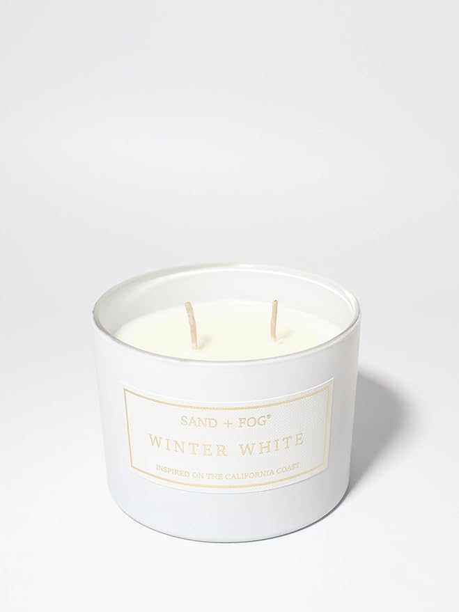 Sand + Fog Scented Candle - Winter White – Additional Scents and Sizes – 100% Cotton Lead-Free Wick - Luxury Air Freshening Jar Candles - Perfect Home Decor – 12oz