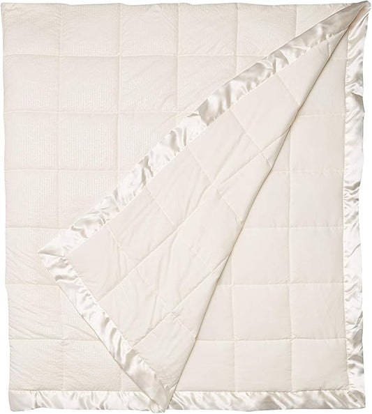 Madison Park Cambria Down Alternative Blanket, Premium 3M Scotchgard Moisture Wicking Treatment, Lightweight and Soft Bed Cover For Summer with Satin Trim, Oversized King Ivory
