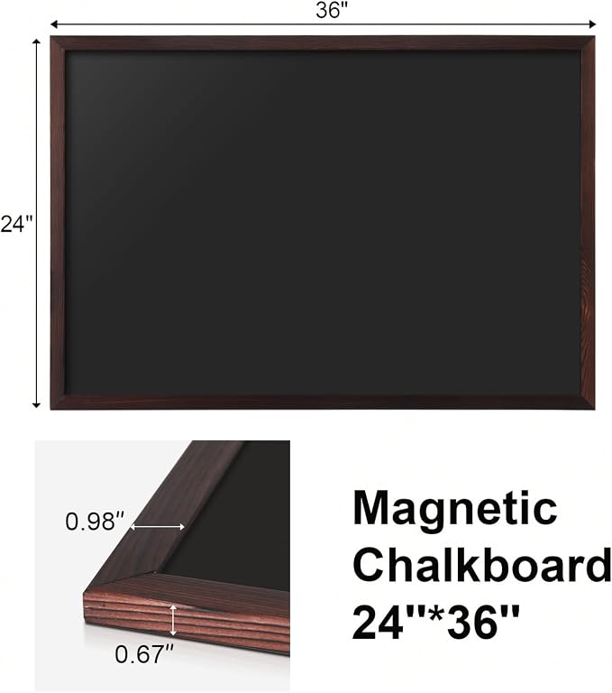 Comix Magnetic Chalkboard, 24 x 36 Inches Wooden-Framed Blackboard, Hanging