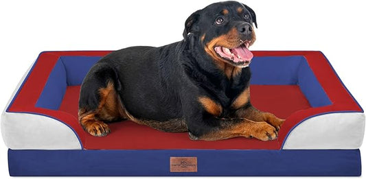 Comfort Expression Orthopedic Dog Bed for Extra Large Dogs 45x35 Inch, Waterproof Egg Crate Foam XL Pet Bed with Removable Bolsters, Dog Couch with Washable Cover & Non-Slip Bottom, American Flag 2