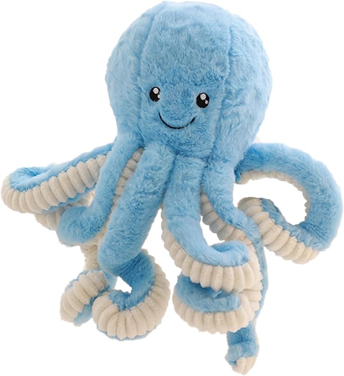 Fluffy Octopus Stuffed Animal Hugging Pillow Plush Toys Doll Blue,31.4Inch | Sweet Smile Face | 8 Springy Tentacles | No Loose Parts | Machine-wash | Safe Polyester Fill | Sturdy Stitched | Ideal Gift