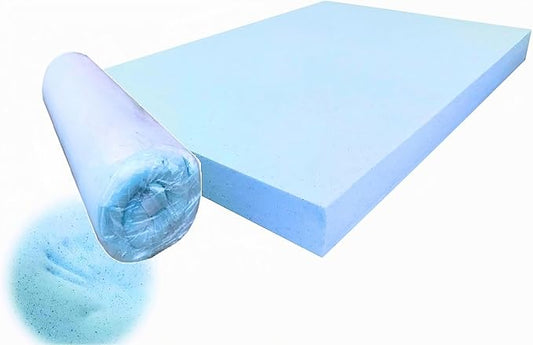 Pet Dog Bed Blue Cooling Gel Infused High Density Solid Memory Foam Pad (47x29x4 inches)