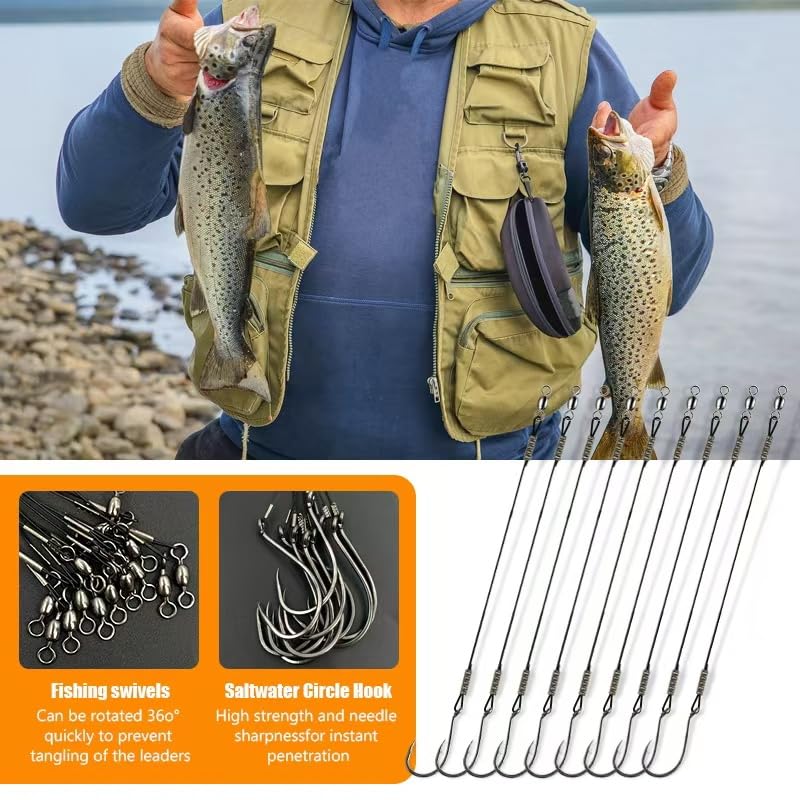 YOTO Circle Hooks Rigs with Saltwater Steel Leader Wire, 25/50PCS Octopus Hook Rig for Bass Catfish Fishing - color: 25pcs/bag, size: 4/0