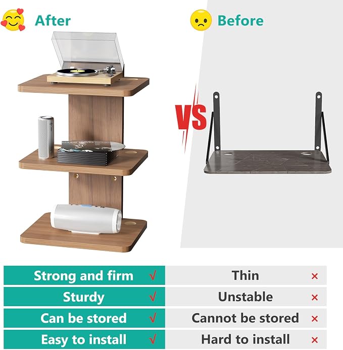 WALI Floating TV Shelf, 3 Tier Projector Shelf