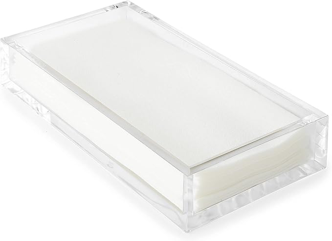 Huang Acrylic Clear Rectangle Paper Napkin Holder | For Dinner, Bathrooms, Hosting, Picnics, Weddings, Parties | Long Lasting Premium Acrylic Construction