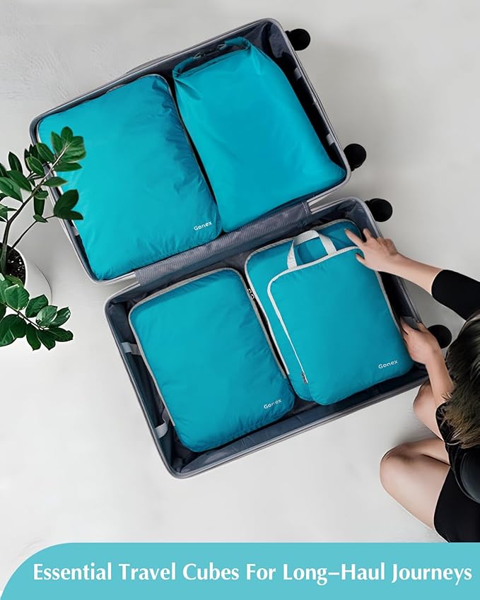 Gonex Compression Packing Cubes, 3pcs/4pcs Expandable Storage Travel Luggage Bags Organizers