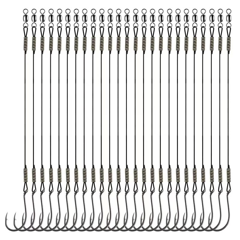 YOTO Circle Hooks Rigs with Saltwater Steel Leader Wire, 25/50PCS Octopus Hook Rig for Bass Catfish Fishing - color: 25pcs/bag, size: 1/0