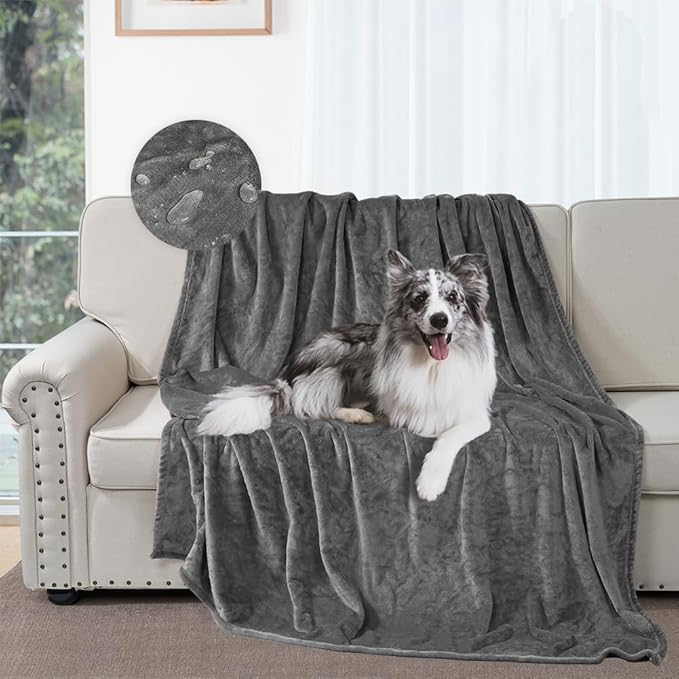 DUJUIKE Waterproof Bed Blanket, Waterproof Pet Blanket, Double-Sided Flannel Waterproof Leak-Proof Spill-Proof Cover Blanket for Dogs and Cats, Home Protection Cover, Camping and Travel(30"×40", Grey)
