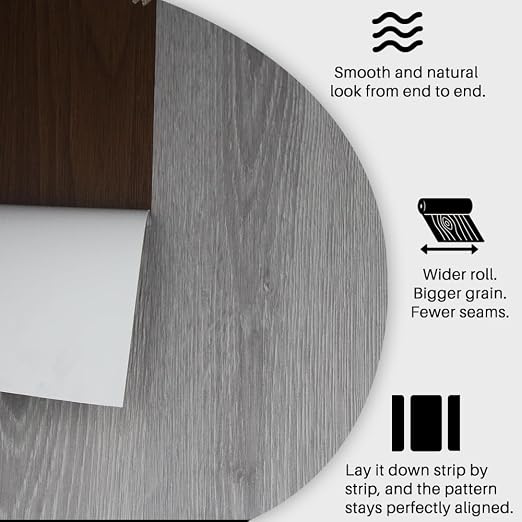 Wood Grain Peel and Stick Floor Tiles – 11.8” Width, Full Roll Length of 394" –