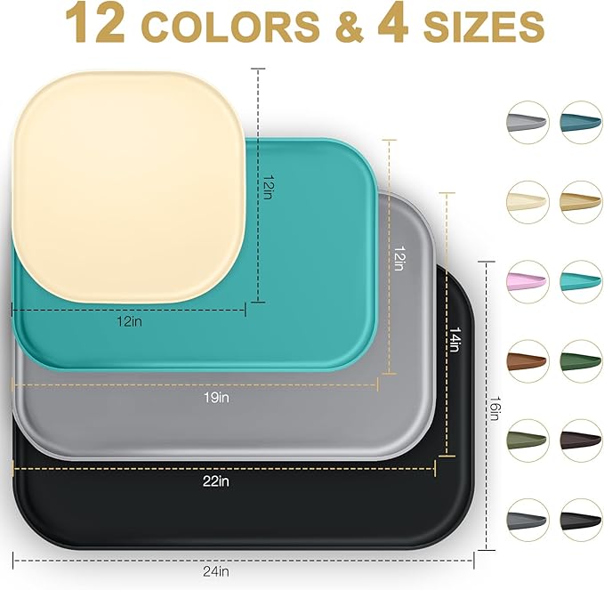 Small Silicone Pet Food Mat with Raised Edge for Food and Water Bowl, Square Dog Feeding Mats, Cat Food Trays for Floor Waterproof, Rubber Tray for Dogs and Cats, 12 x 12 x 0.7 Dark Olive