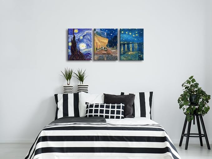 Wieco Art 3 Panels Canvas Prints of Vincent Van Gogh Paintings Reproduction