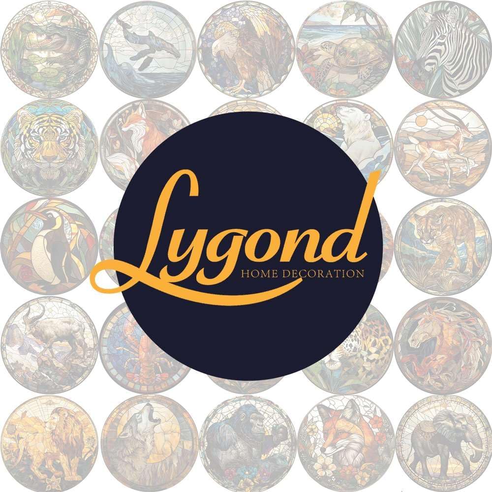 Lygond Metal Sign Tin Sign Circular Stained Glass Raccoon Garden Metal Sign for Pub 12×12 Inches